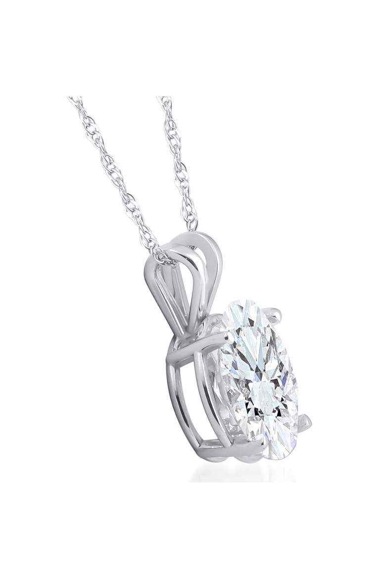Certified 3Ct Oval Diamond Solitaire Certified Lab Grown Diamond Pendant Necklace, Alternate, color, 14k White Gold