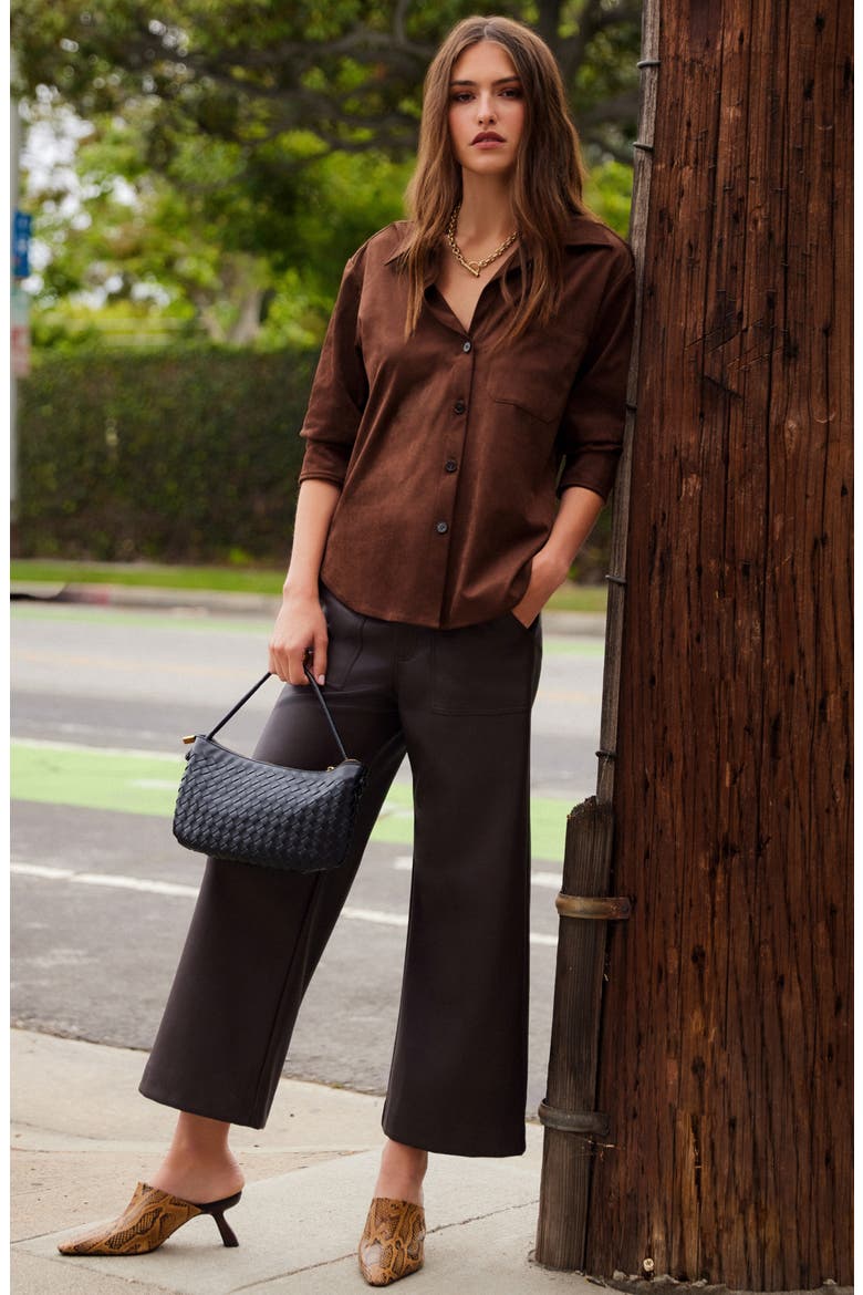 Leighton Ruched Sleeve Shirt, Alternate, color, WOOD