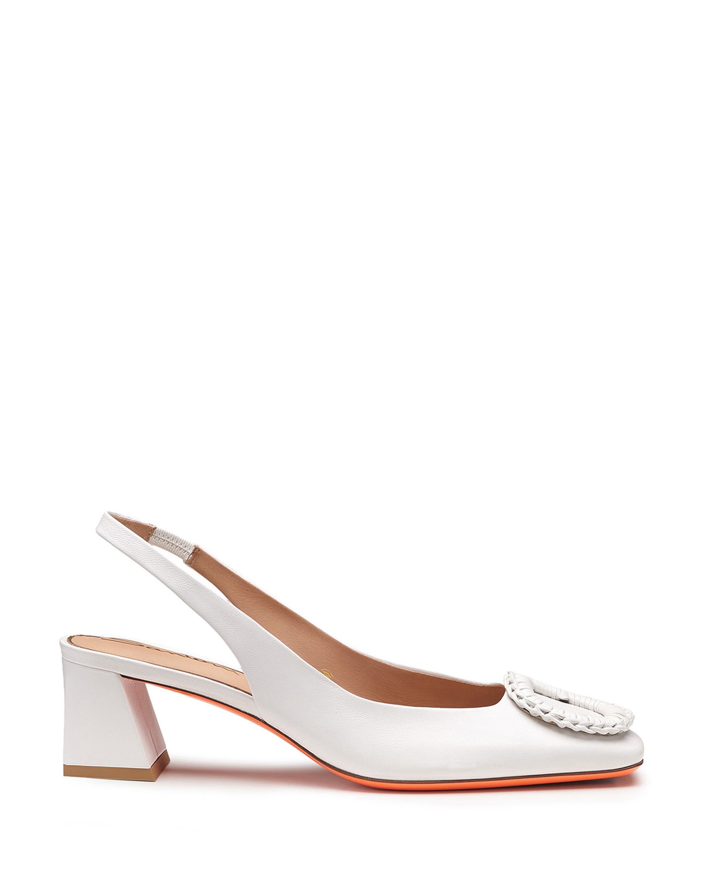 Leather Mid-Heel Slingback, Main, color, White