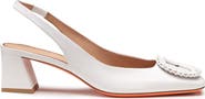 Santoni Leather Mid-Heel Slingback