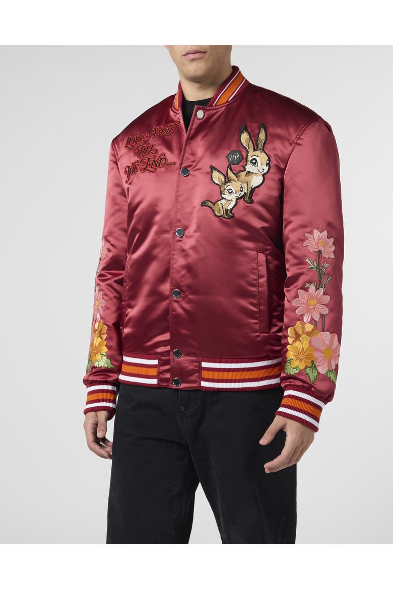 Satin Bomber Fairy Deluxe Men, Main, color, Bordeaux