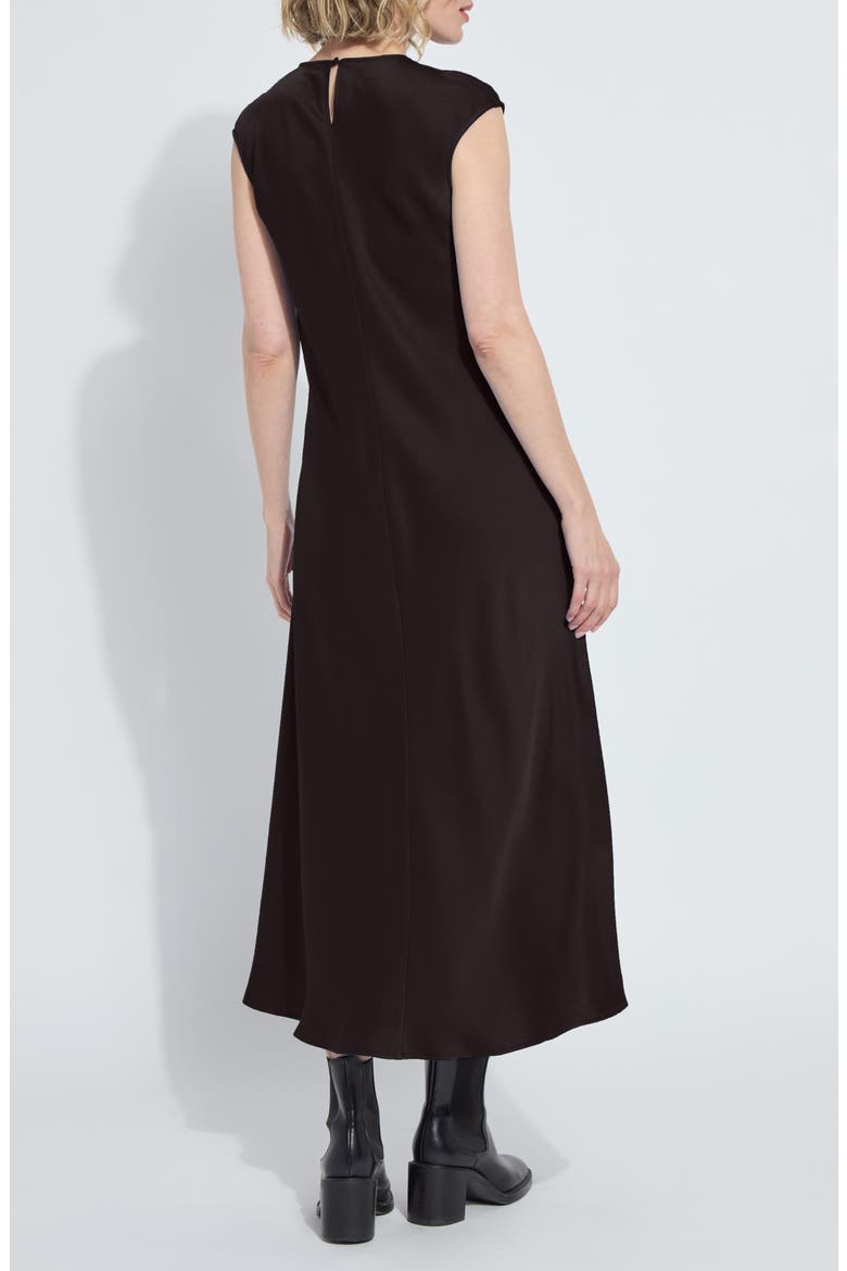 Silvana Bias Cut Stretch Satin Midi Dress, Alternate, color, DBL EXPRSO