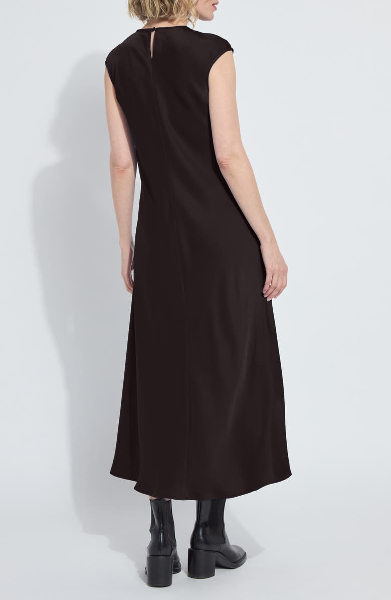 Lysse Silvana Bias Cut Stretch Satin Midi Dress, Alternate, color, Double Espresso