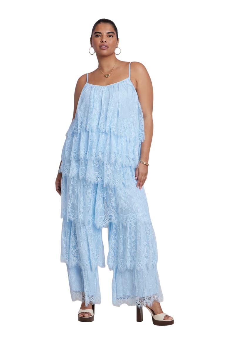 Asym Lace Babydoll Top, Alternate, color, ICE WATER