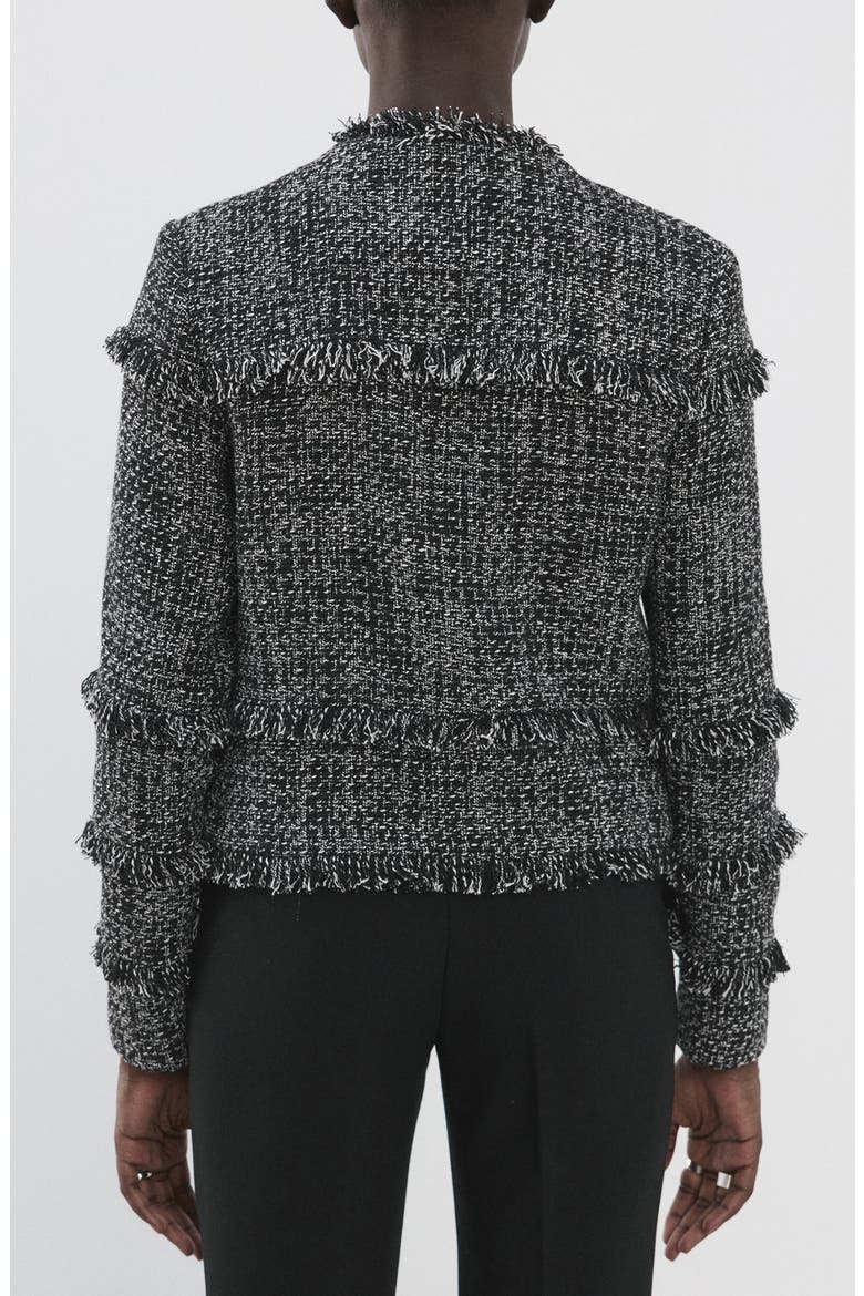 Fray Trim Tweed Jacket, Alternate, color, BLACK