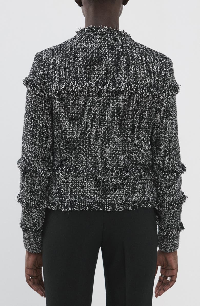 MANGO Fray Trim Tweed Jacket, Alternate, color,