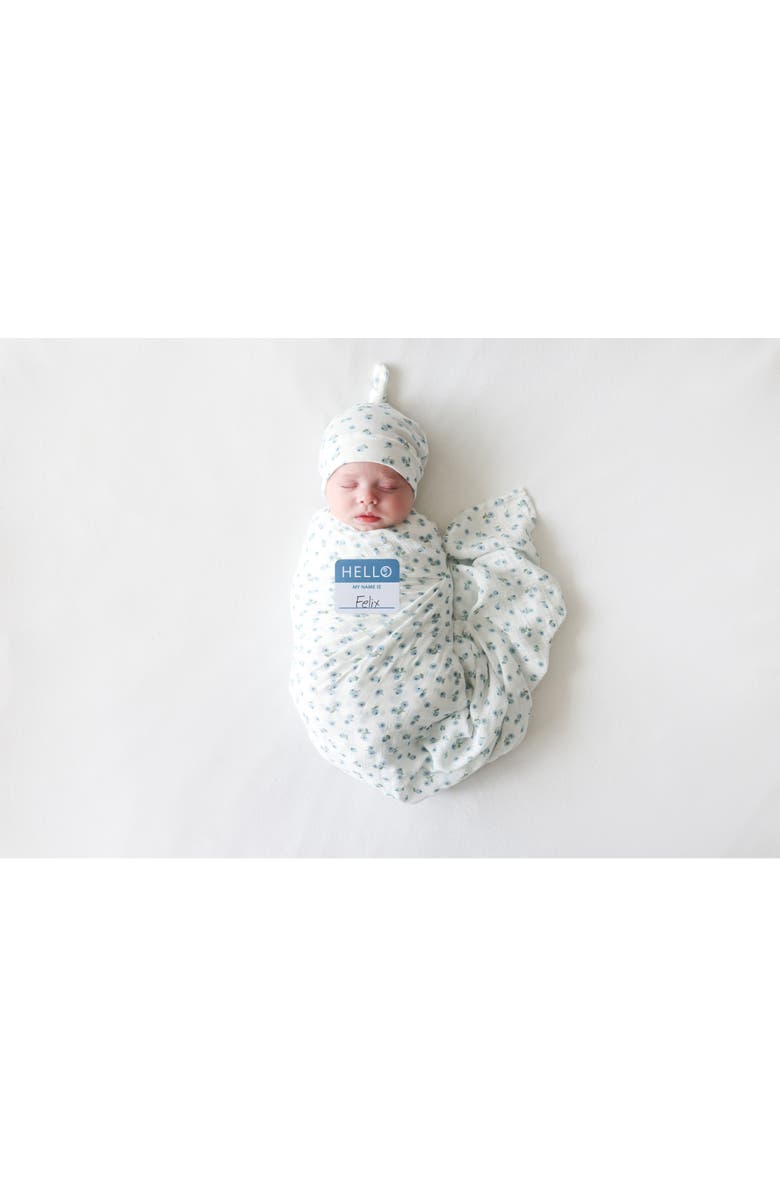 Lulujo Hello World Hat & Swaddle Set, Alternate, color, Blueberries