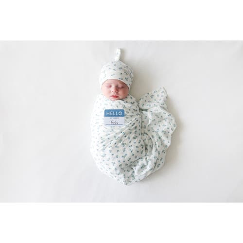 Shop Lulujo Hello World Hat & Swaddle Set In Blueberries