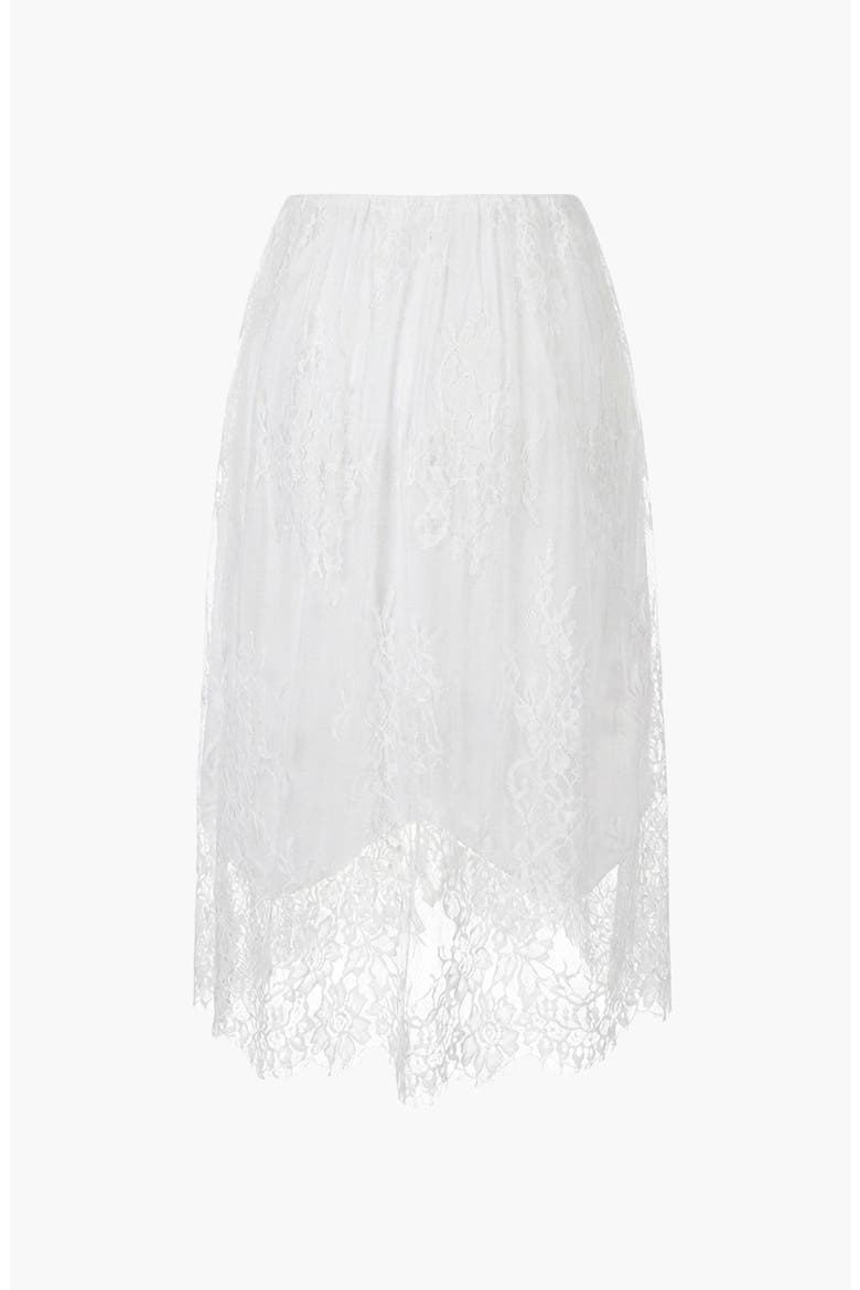 Layered Lace Sheer Hem Midi Skirt, Alternate, color, White