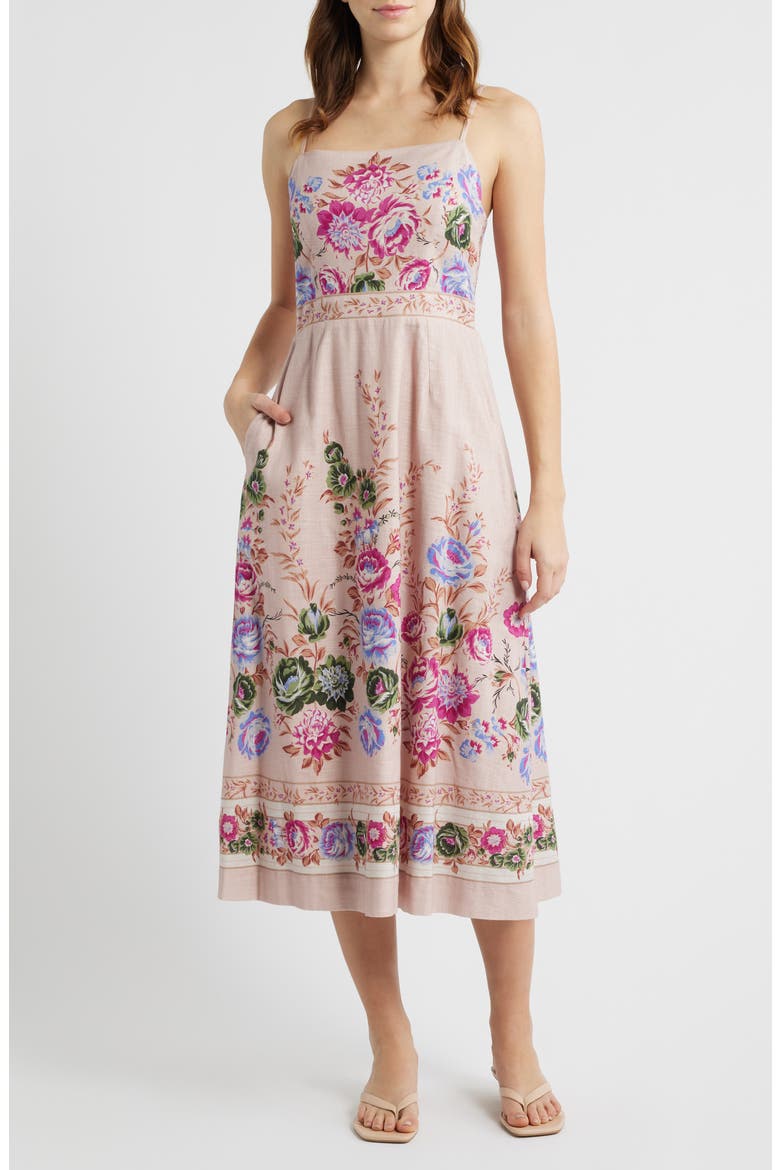 Trina Cotton Twill Midi Sundress, Main, color, SILVA PRINT