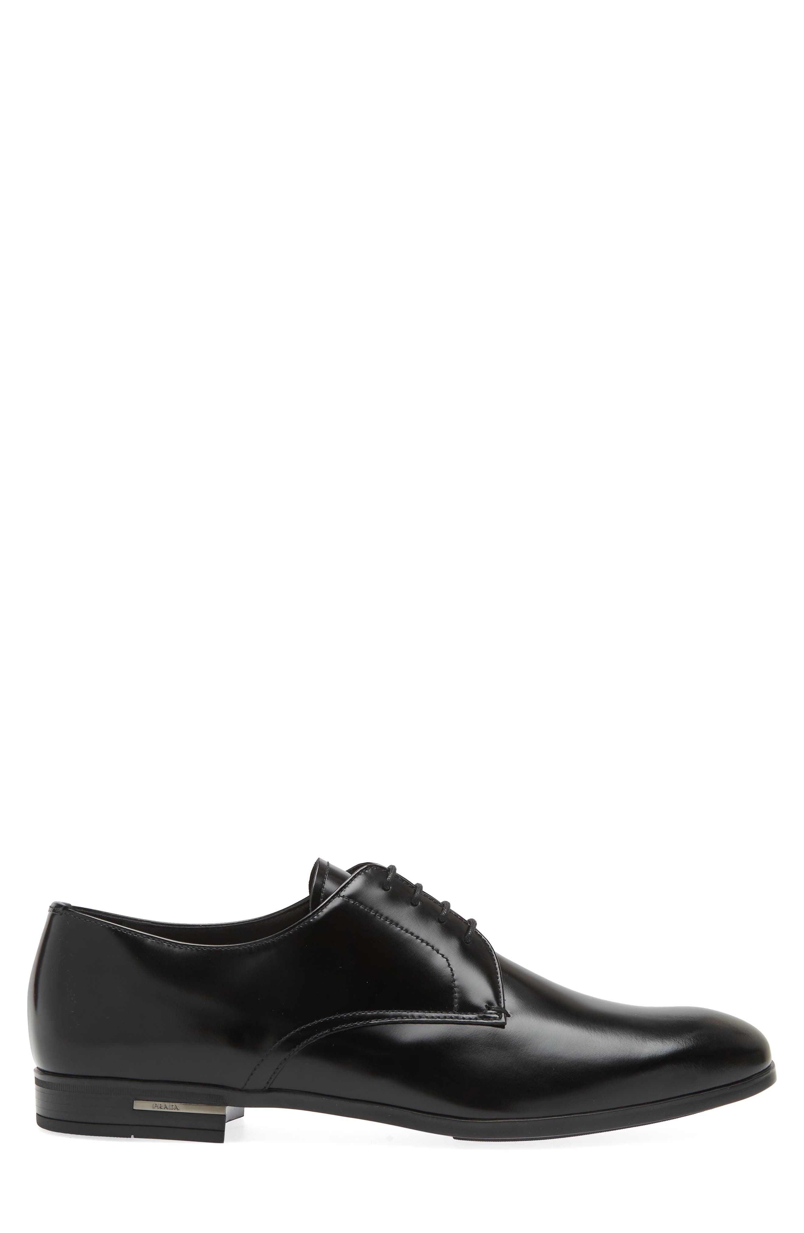 Prada Spazzolato Plain Toe Derby, Alternate, color, 