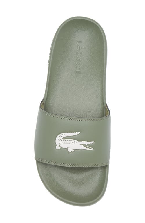 Lacoste Serve Slide Sandal In Khaki/white