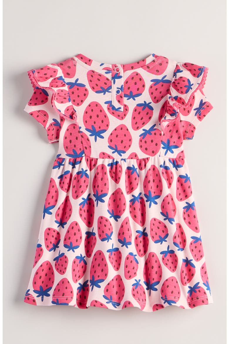 Print Flutter Sleeve Dress, Alternate, color, PINK BALM COOL STRAWBERRIES