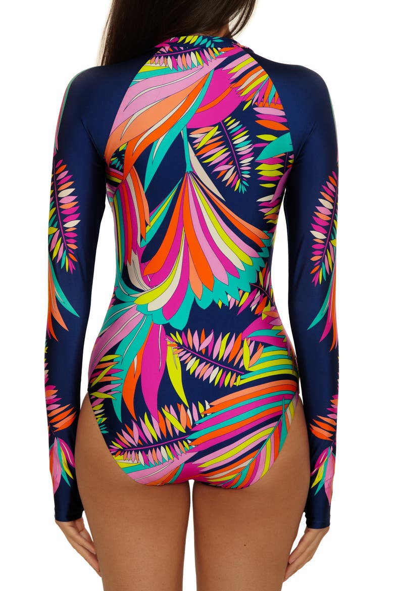 Paralia Long Sleeve UPF 50+ One-Piece Rashguard Swimsuit, Alternate, color, MULTI