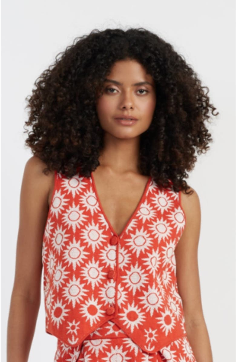 Chinti & Parker Laura Whitmore Sunflower Waistcoat, Alternate, color, Terracotta