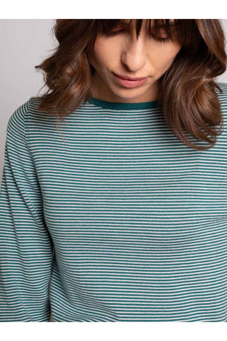 Merino Fine Knit Boat Neck Sweater, Alternate, color, ICELANDIC MICROSTRIPE