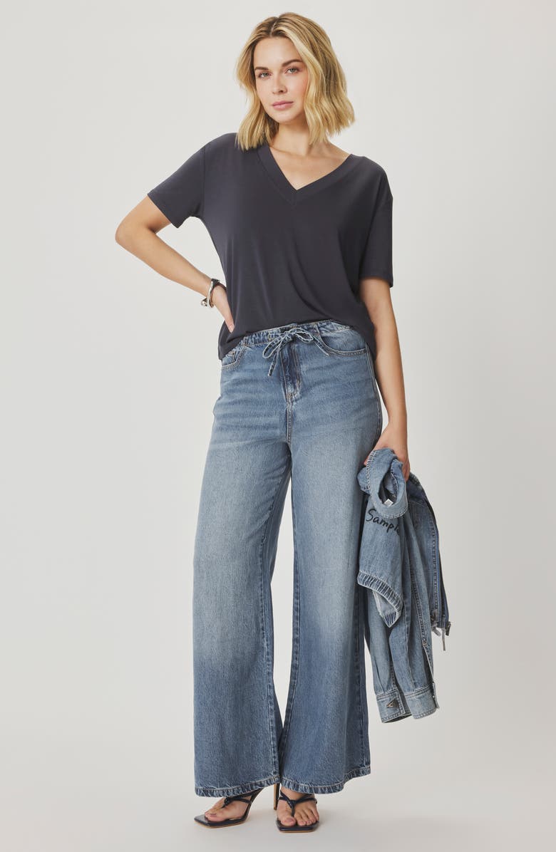 Splendid Kacey V-Neck Short Sleeve T-Shirt, Alternate, color, Lead Grey