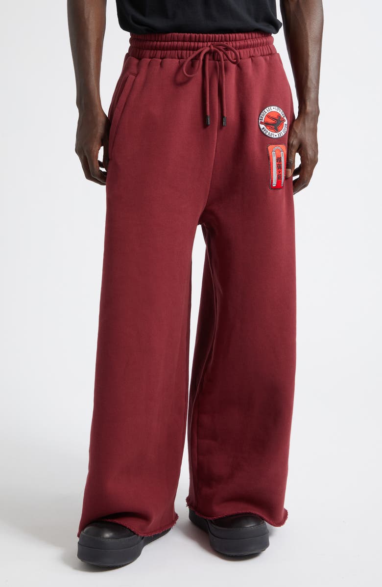LU'U DAN Bruce Lee Cotton Fleece Gym Sweatpants, Main, color, Merlot