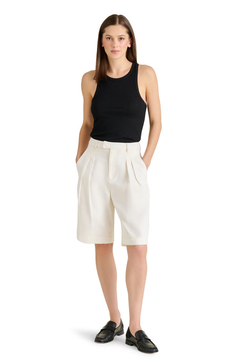 Steve Madden Ivana Pleated Bermuda Shorts, Alternate, color, White