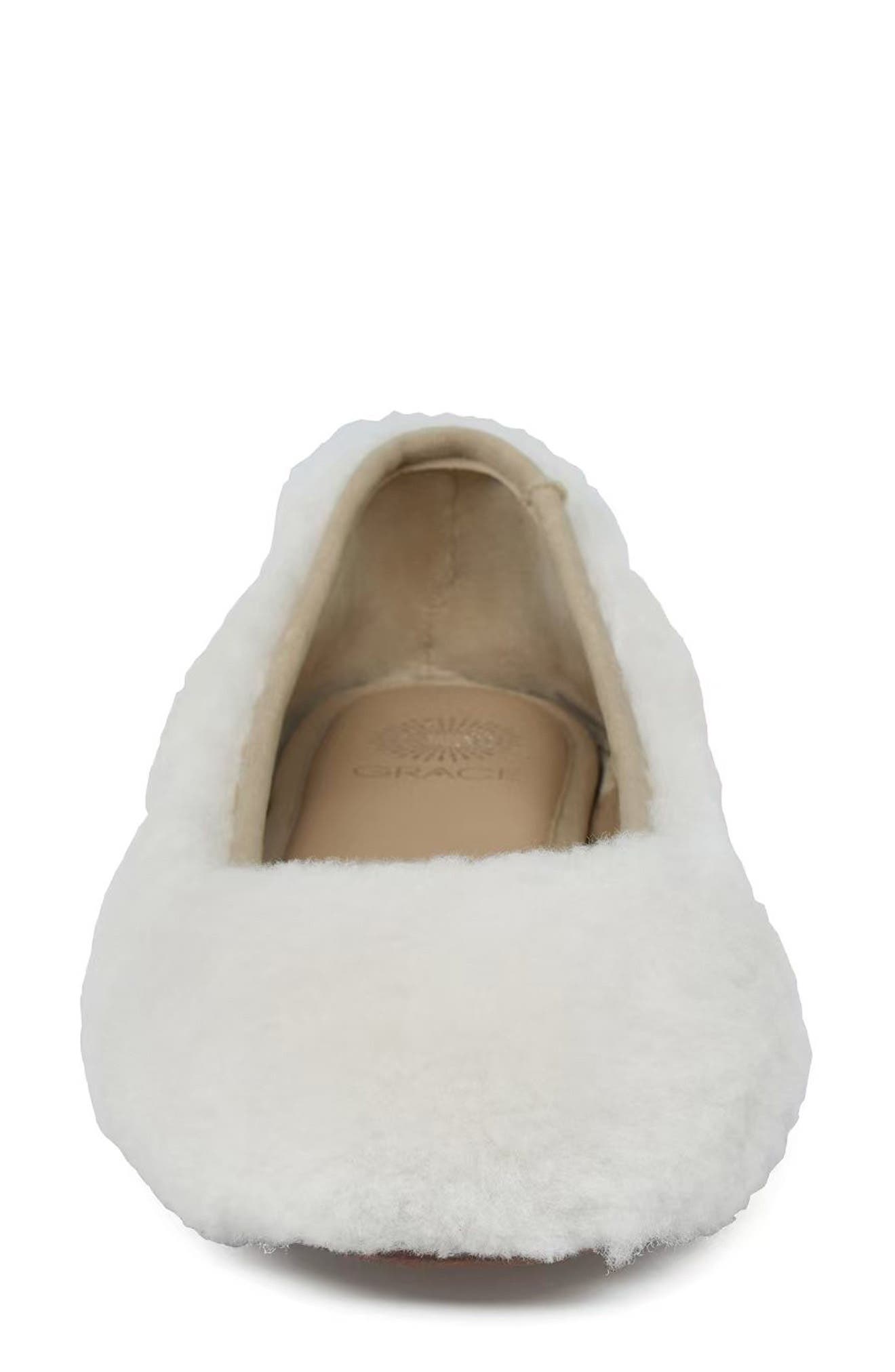 Grace Footwear Reims Genuine Shearling Ballet Flat, Alternate, color, Natural