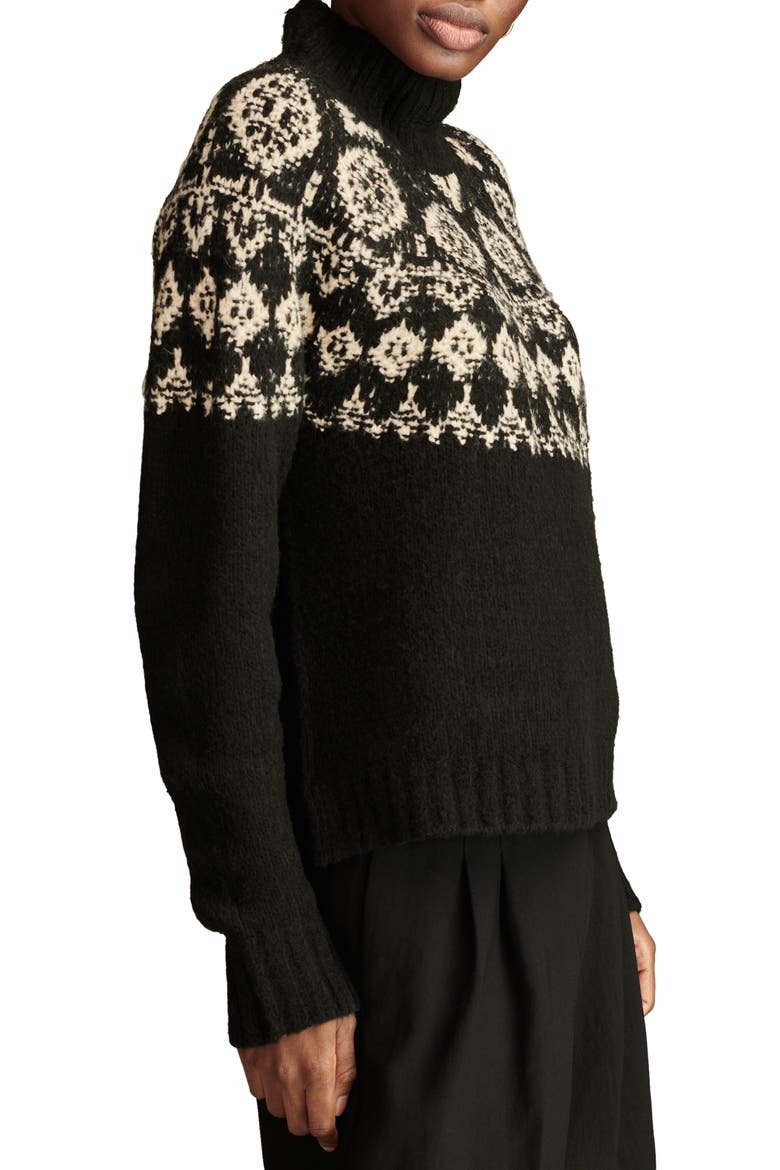 Fair Isle Turtleneck Sweater, Alternate, color, BLACK COMBO