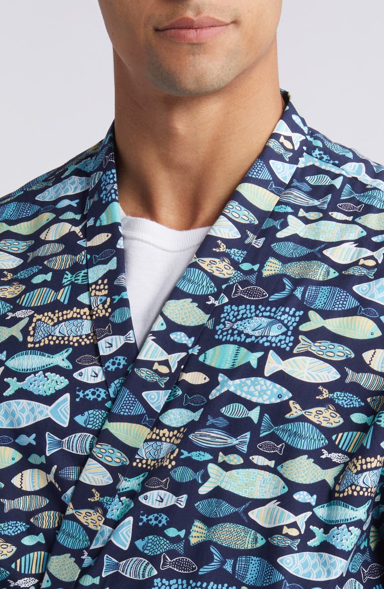 Majestic International Print Woven Robe, Alternate, color, Blue Lake