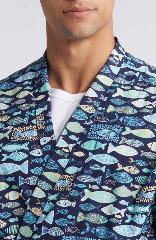 Majestic International Print Woven Robe In Blue