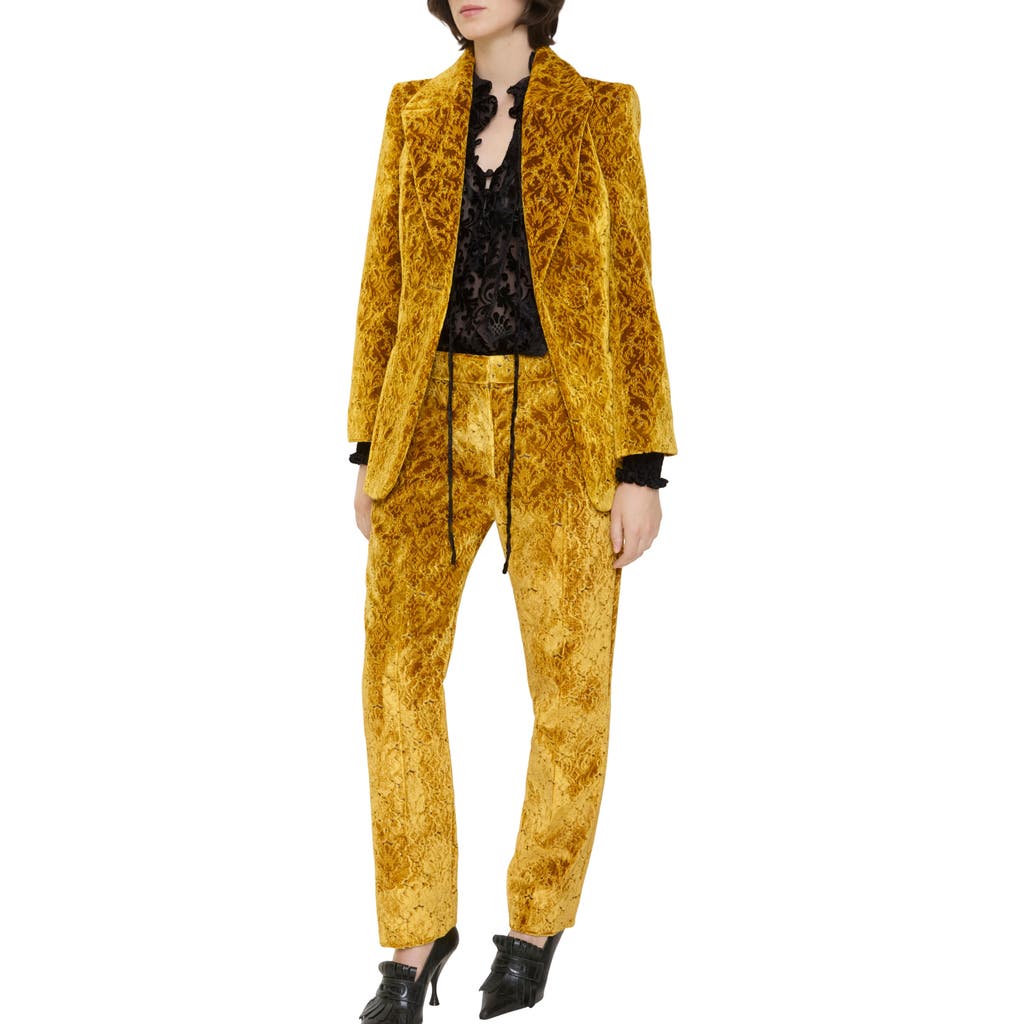 Burberry Baroque Velvet Tailored Trousers In Gold