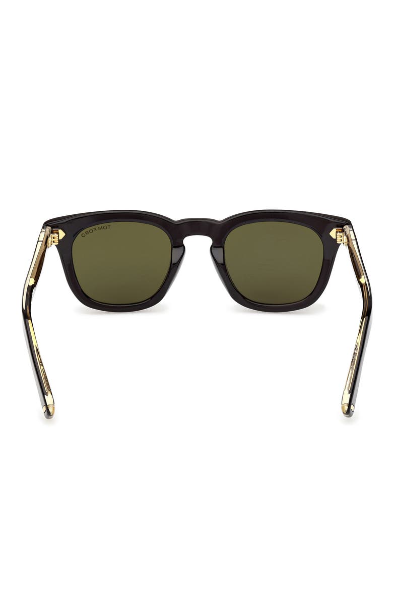 48mm Square Sunglasses, Alternate, color, SHINY BLACK / GREEN LENS