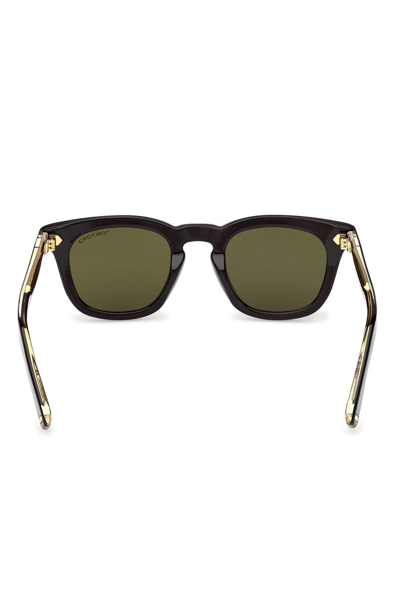 TOM FORD 48mm Square Sunglasses, Alternate, color, Shiny Black / Green Lens