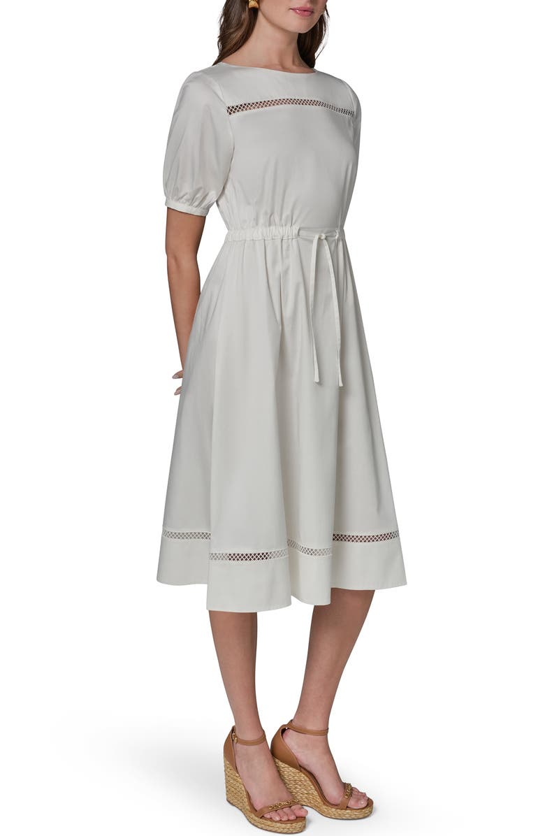 DONNA KARAN WEEKEND Short Sleeve A-Line Dress, Alternate, color, Cream