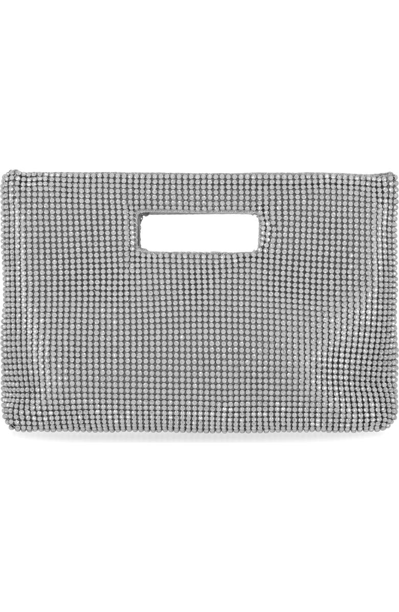 Jessica McClintock Asher Cut Out Handle Clutch, Alternate, color, Silver
