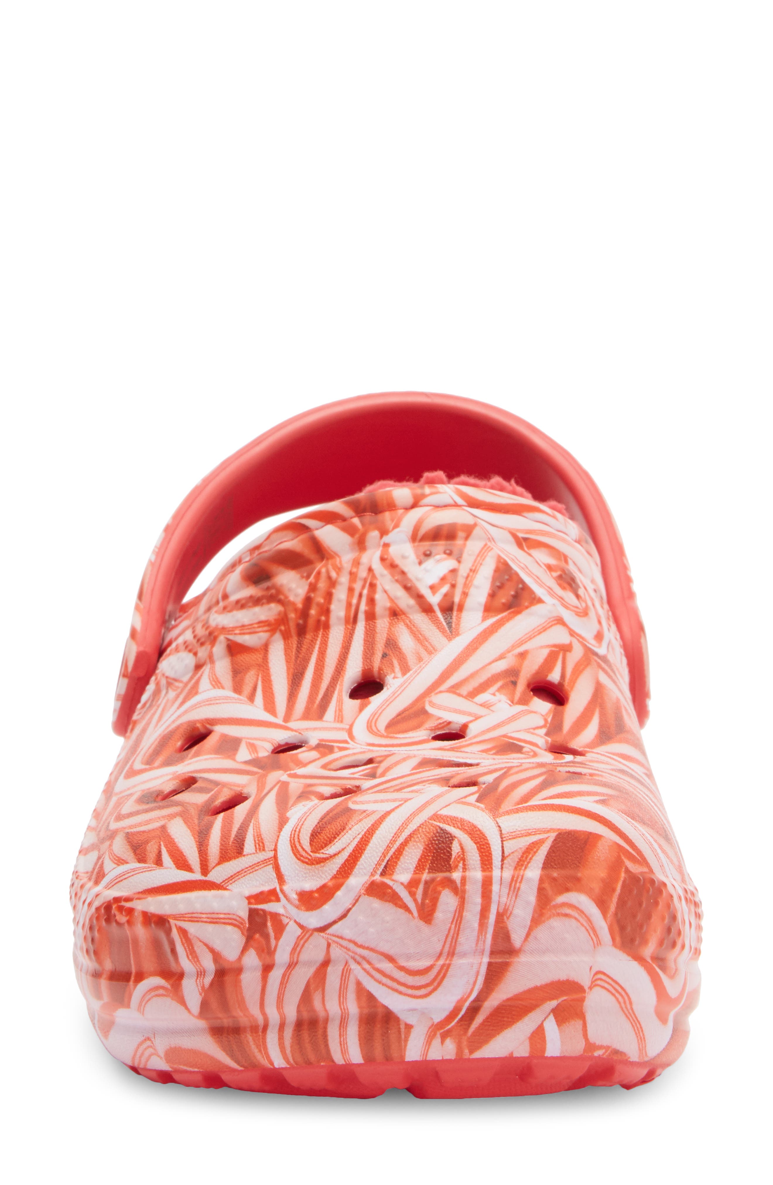 CROCS Classic Lined Candy Cane Clog, Alternate, color, Varcity Red