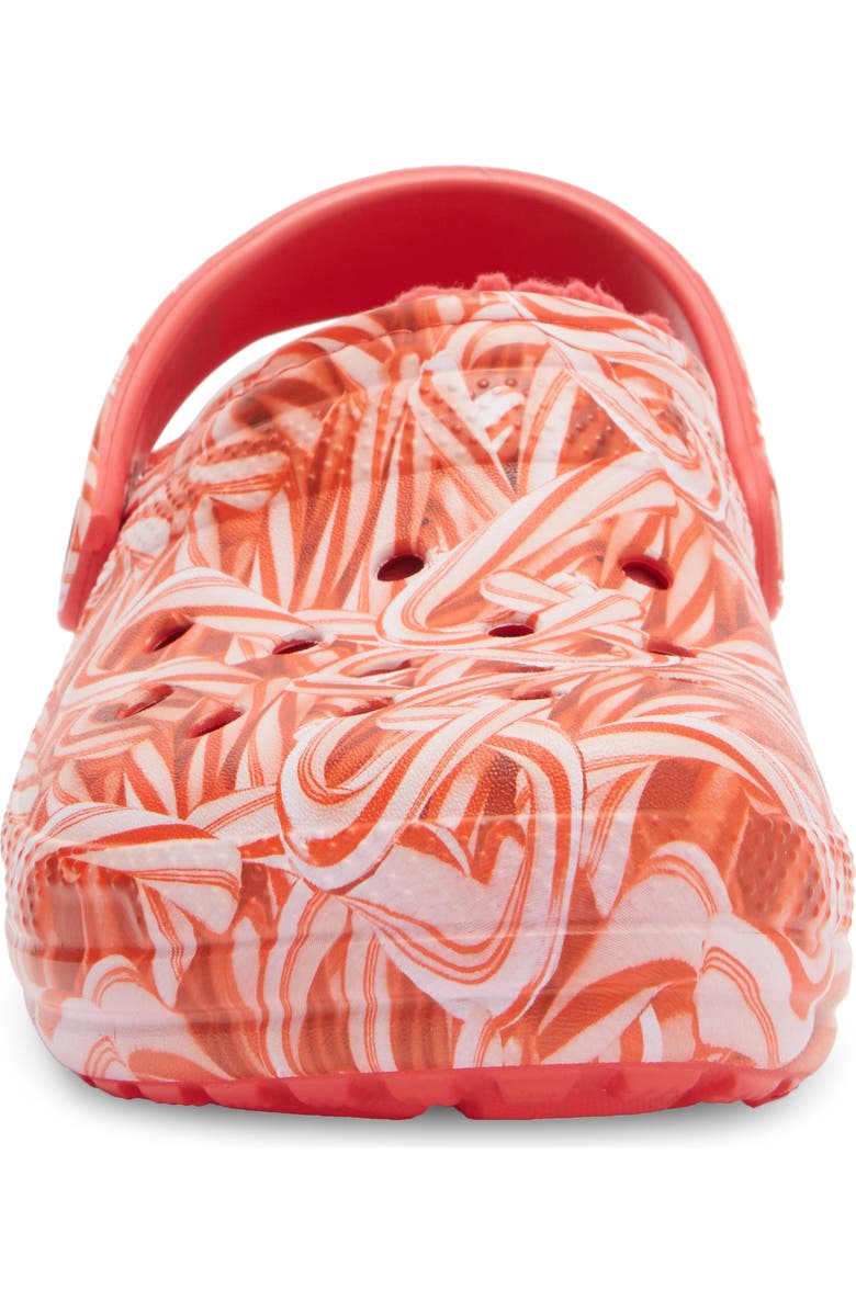 CROCS Classic Lined Candy Cane Clog, Alternate, color, Varcity Red