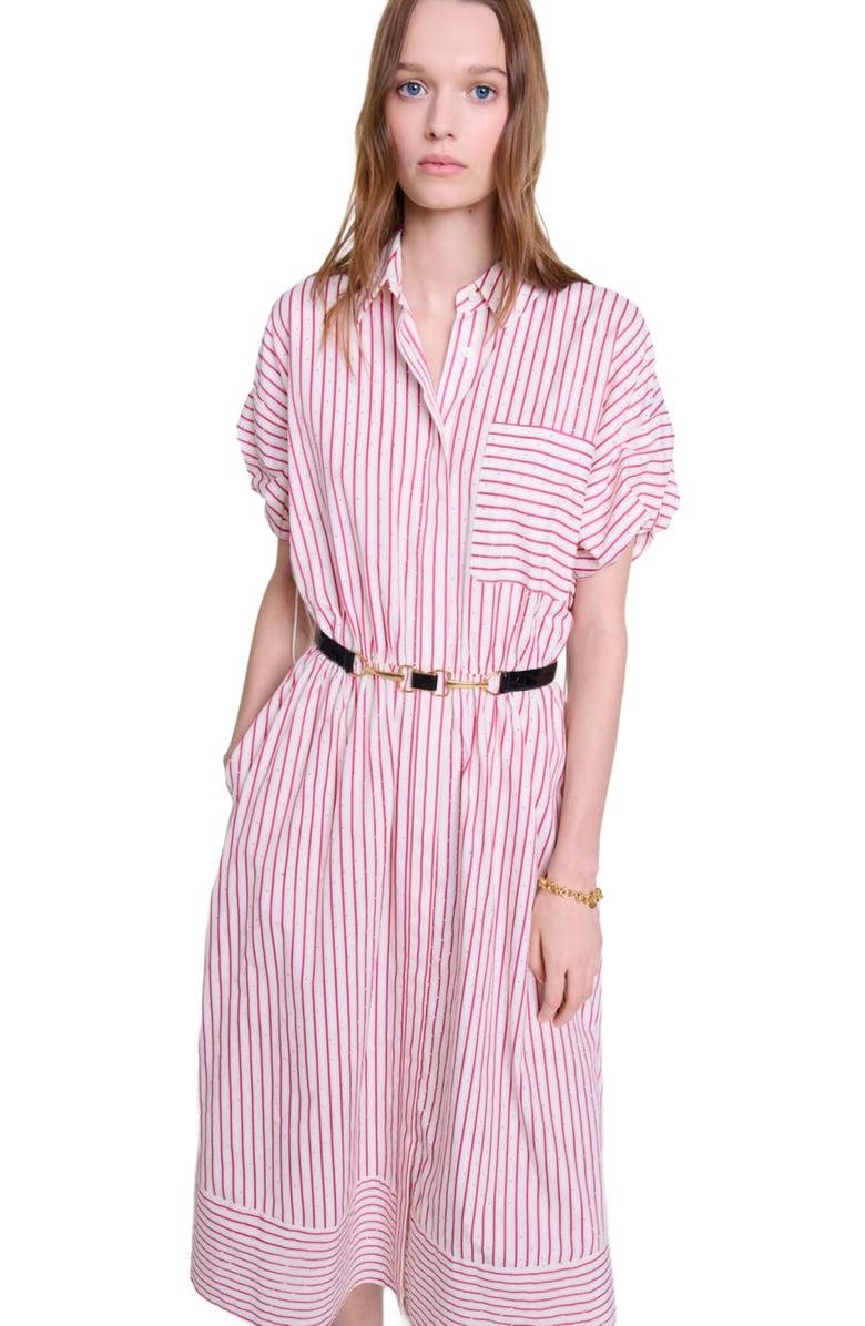 maje Striped and rhinestone maxi dress, Main, color, 