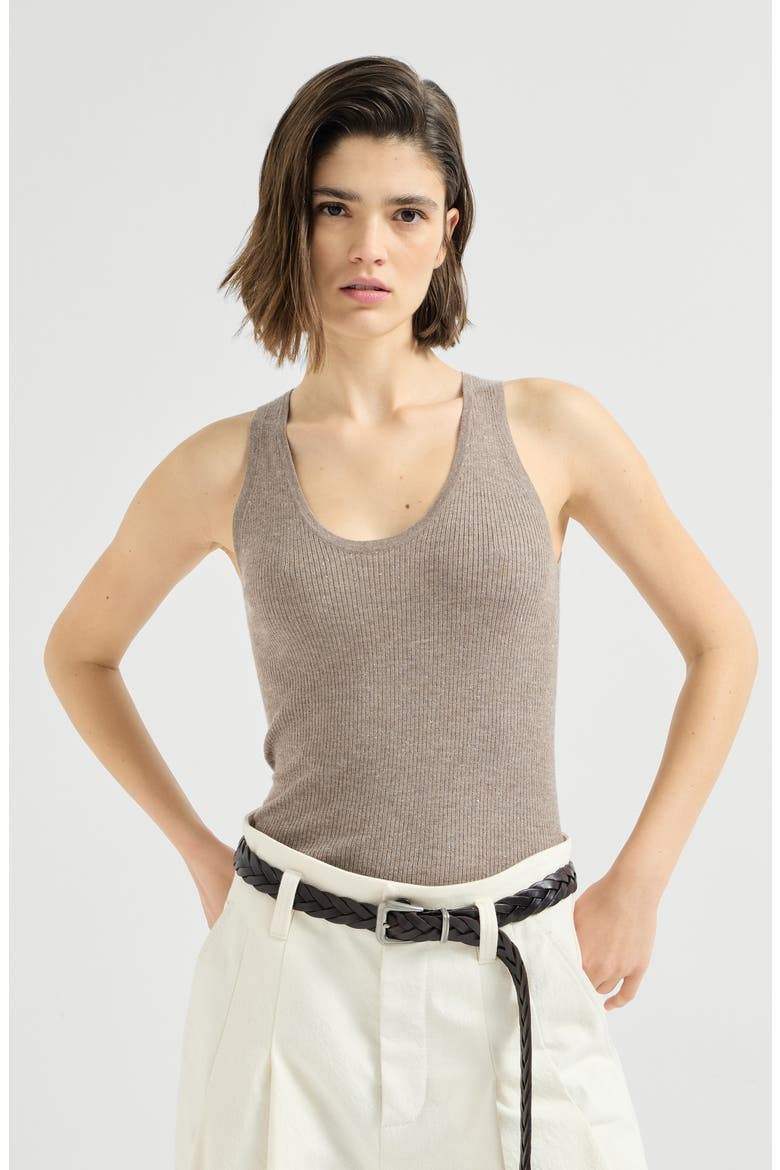 Sparkling Cashmere And Viscose Rib Knit Top, Main, color, Rope