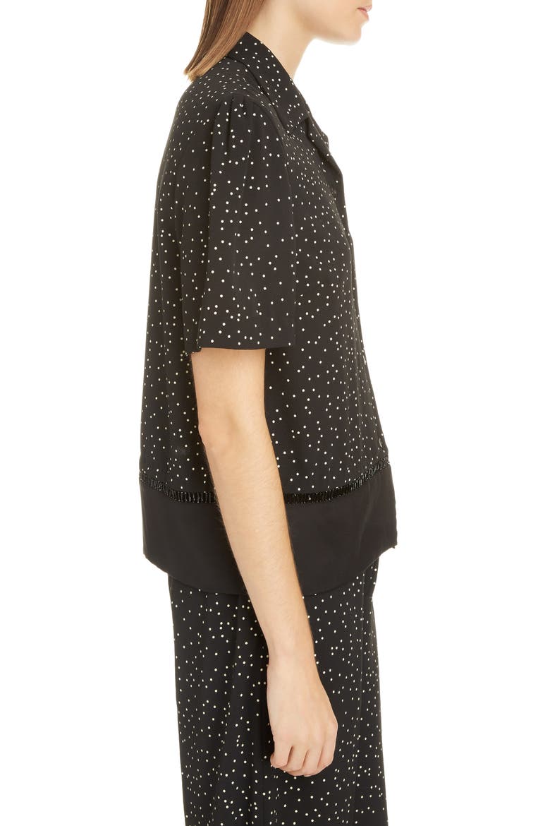 Cabo Dot Lace Inset Shirt, Alternate, color, BLACK