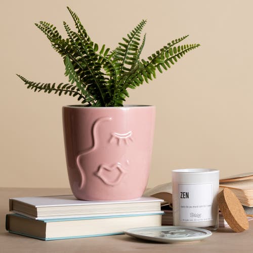 Totalee Gift Pink Face Planter Ceramic Pink In Pink