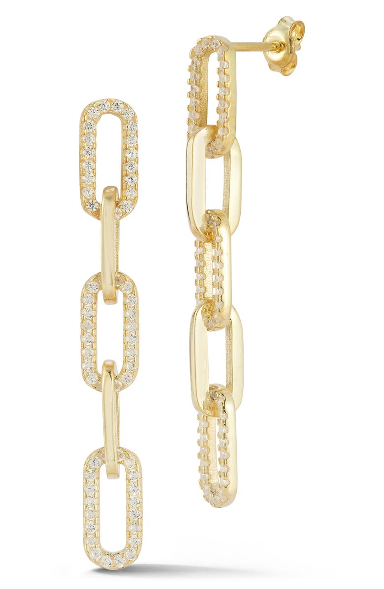 CHLOE AND MADISON 5-Link Cubic Zirconia Linear Drop Earrings, Main, color, Gold