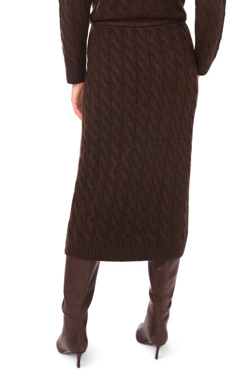 Vince Camuto Cable Knit Midi Pencil Skirt In Brown