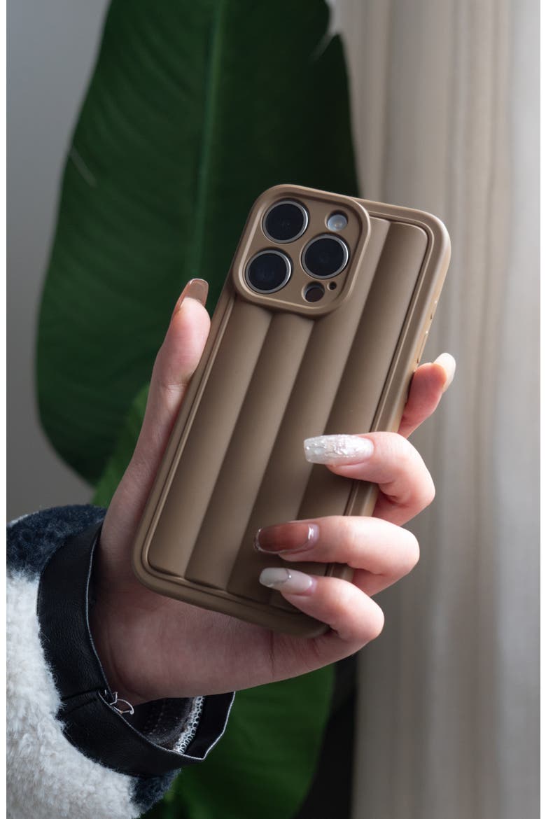 Roman Stripes iPhone 15 Pro Case, Alternate, color, COFFEE