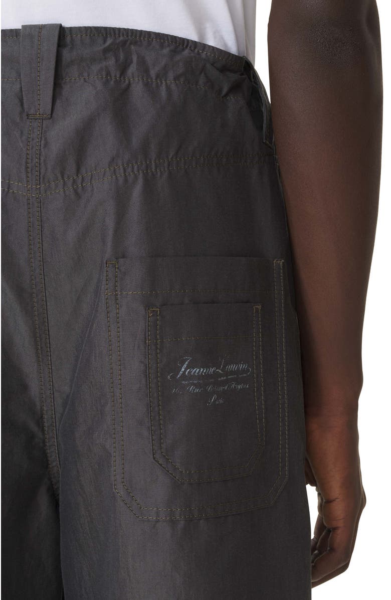 Lanvin Wide-Leg Chambray Pants, Alternate, color, Black