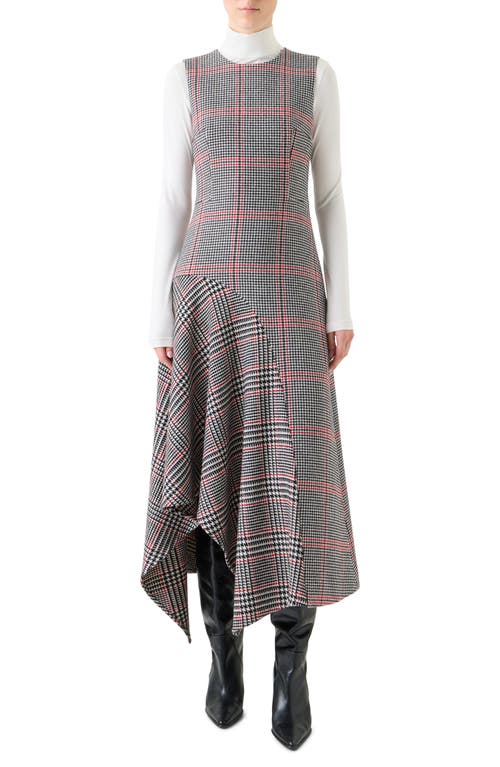 Akris Punto Glen Plaid Asymmetric Virgin Wool Dress In Multi