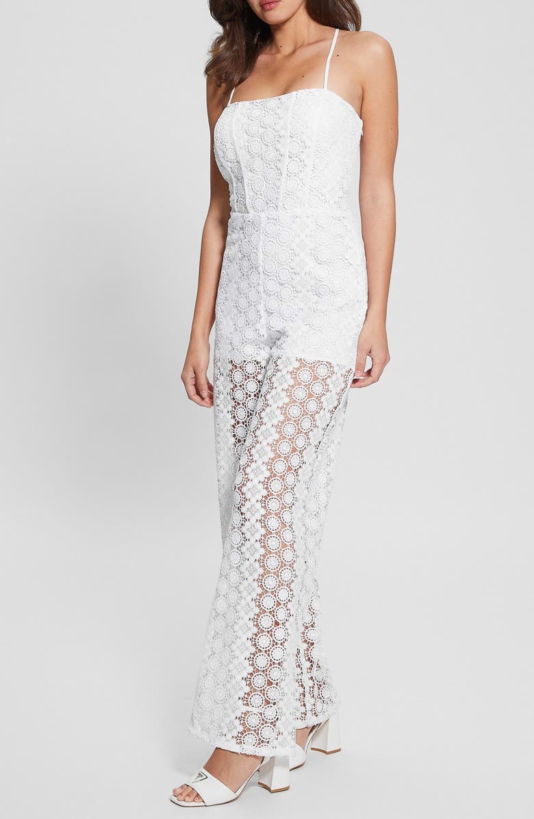 GUESS Elle Lace Jumpsuit, Alternate, color, 