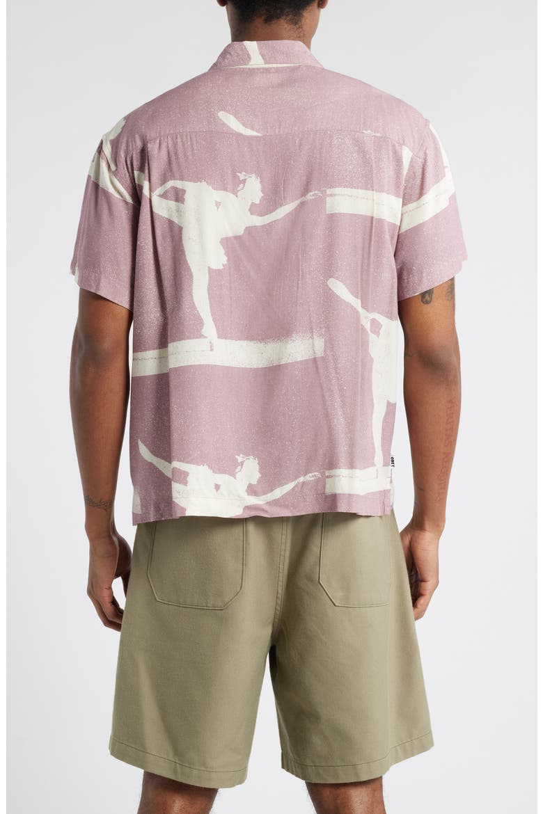 Jacques Oversize Arabesque Print Camp Shirt, Alternate, color, MAUVE MULTI
