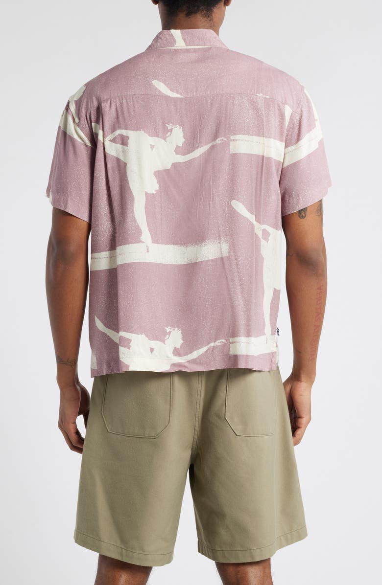 Obey Jacques Oversize Arabesque Print Camp Shirt, Alternate, color, Mauve Multi