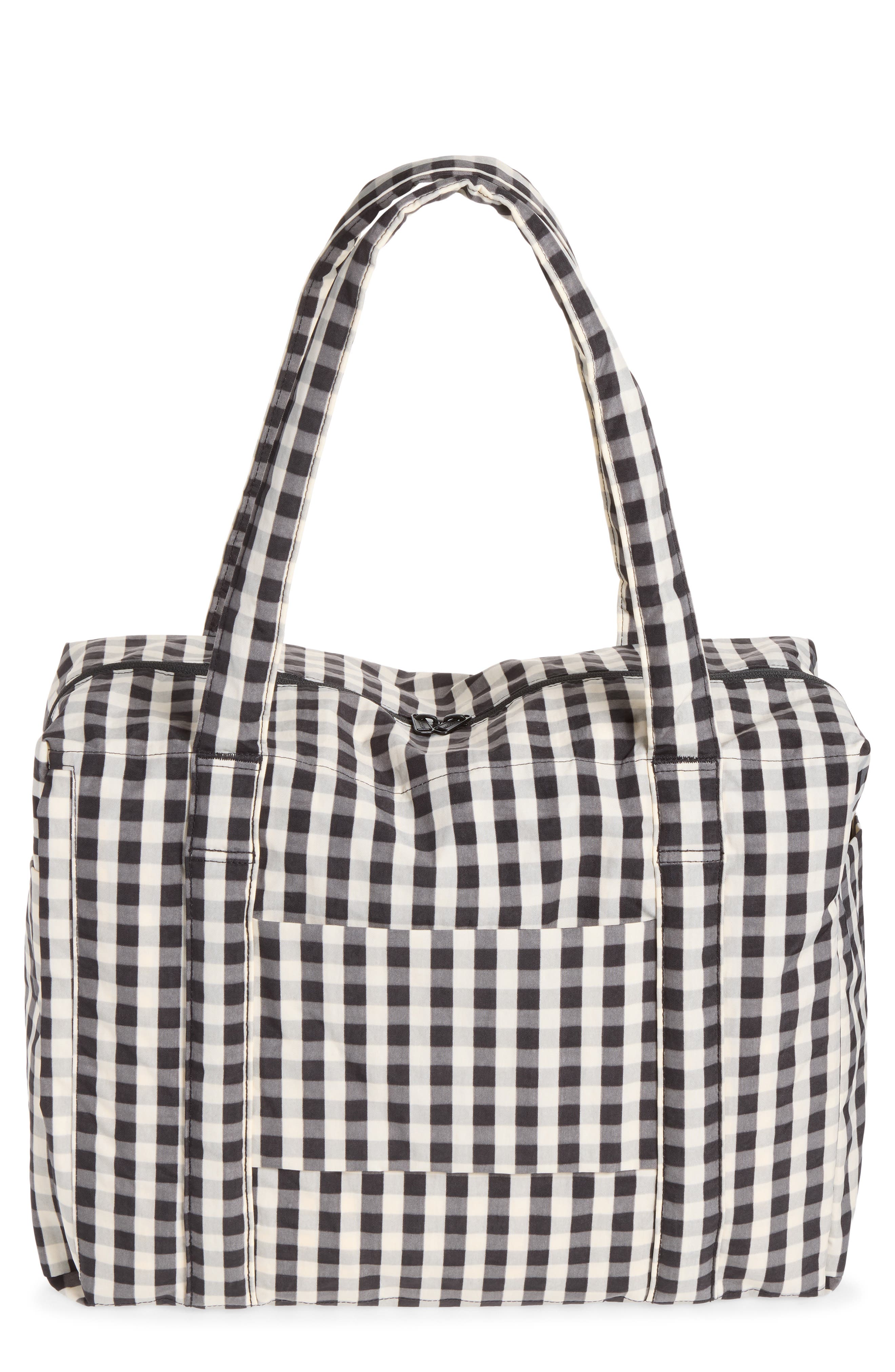 Cloud Recycled Nylon Carry-On Bag, Main, color, BLACK AND CREAM GINGHAM