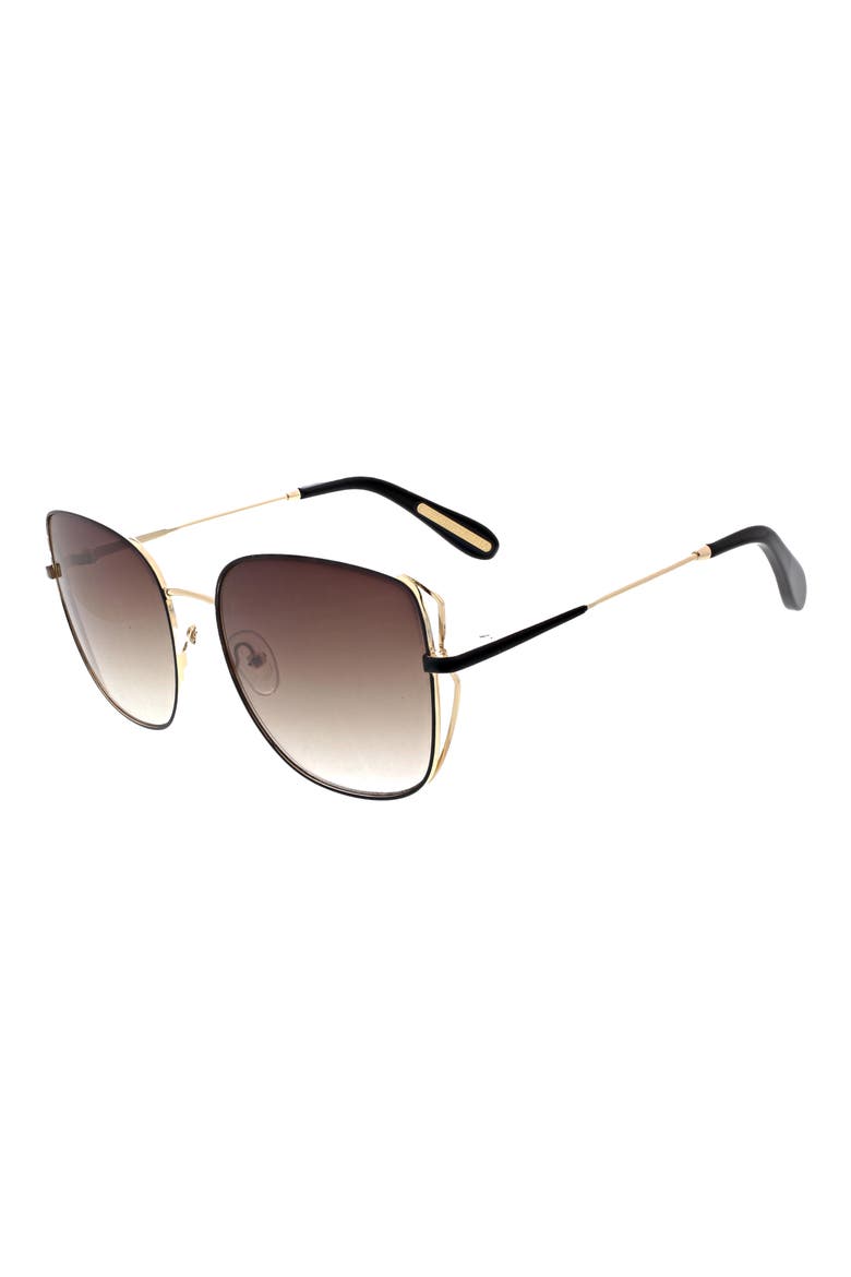 58mm Square Satellite Sunglasses, Alternate, color, SHINY LIGHT GOLD/BLACK