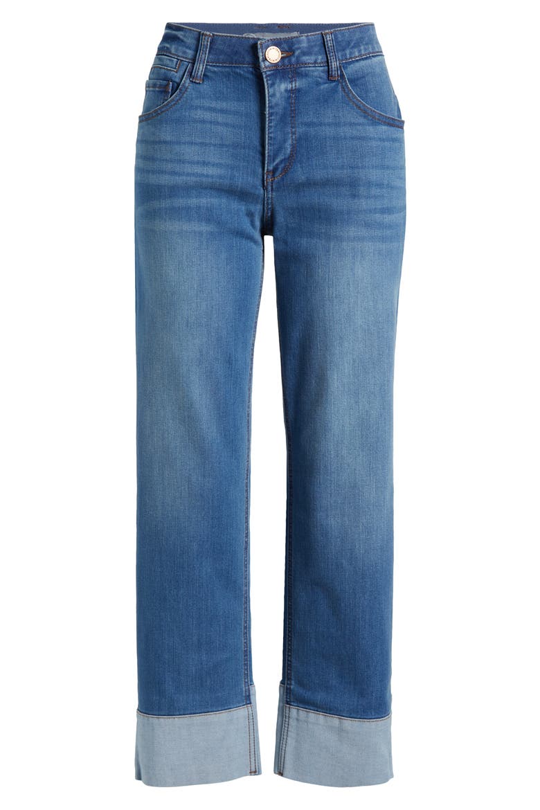 High Waist Cuff Hem Jeans, Alternate, color, MID BLUE