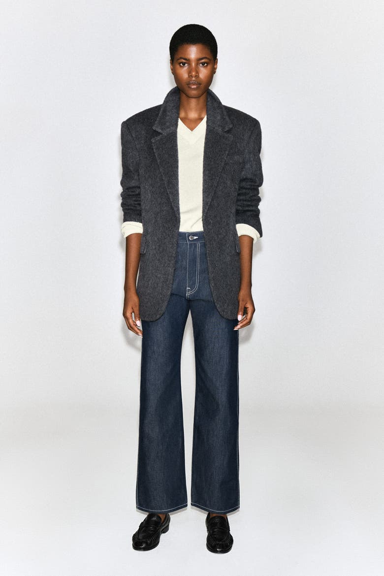 Chord Topstitched Raw Straight-leg Jeans, Main, color, RAW INDIGO
